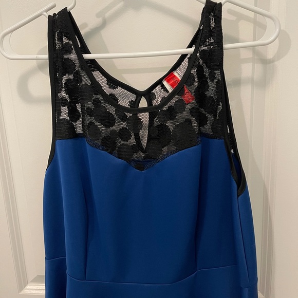 Blue Fit & Flare Cocktail Dress with Black Lace 1X - Picture 12 of 12